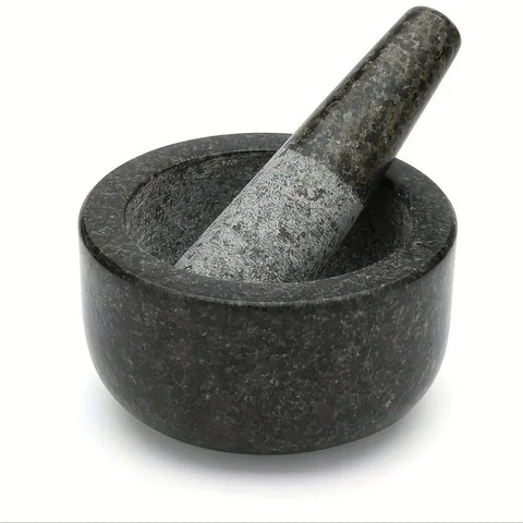 Mortar And Pestle, Polished Granite Mortar And Pestle For Grinding Herbal Crusher, Making Avocado Sauce, Salsa, Pepper,  Crusher