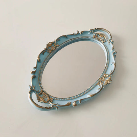 European Decorative Plate Storage Tray Oval  Jewelry Display Rotary Mirror  Candy Decor  Make Up