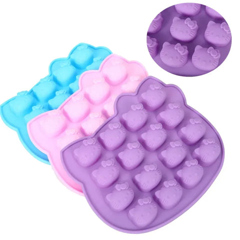 3D Cute KT Cat Silicone Molds Cake Decorating Tools Cupcake Baking Mold Candy Cookie Jelly Ice Cube Chocolate Moulds