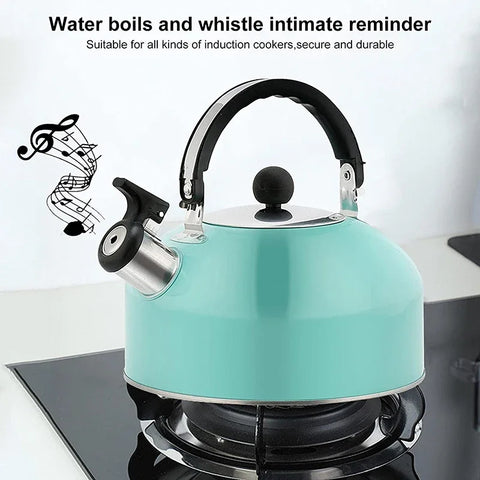 Stainless Steel Kettle Household 3L Portable Stove Gas Universal Whistle Tea Kettle Quick Hot Water Kettle with Ergonomic Handle