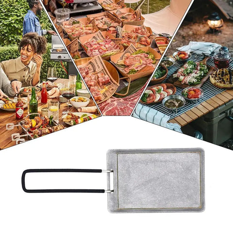 Camping Barbecue Grill Plate Picnic Square Griddle Pan Steak Frying Pan Non Stick Flat Griddle Pan Multipurpose BBQ Grilling Pan