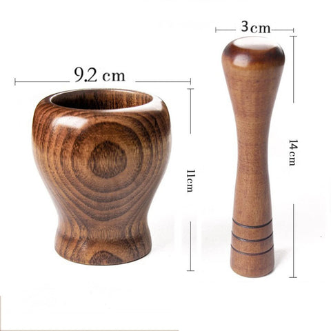 Wood Mortar and Pestle Garlic Mincer Herb Spice Masher Grinder Set for Garlic Pepper