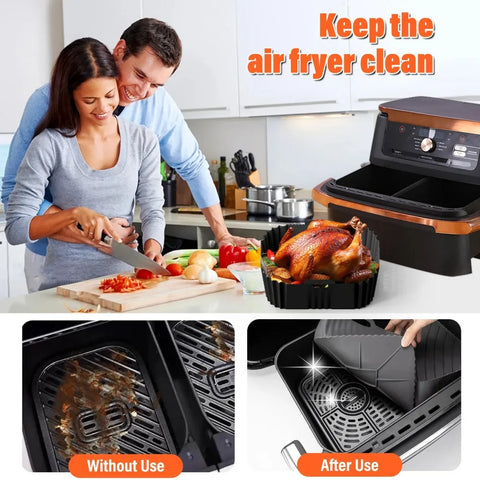 Air Fryer Accessories Set Air Fryer Silicone Basket Oven Baking Tray Silicone Pot Liner Steamer Roasting Rack For Ninja SL400EU