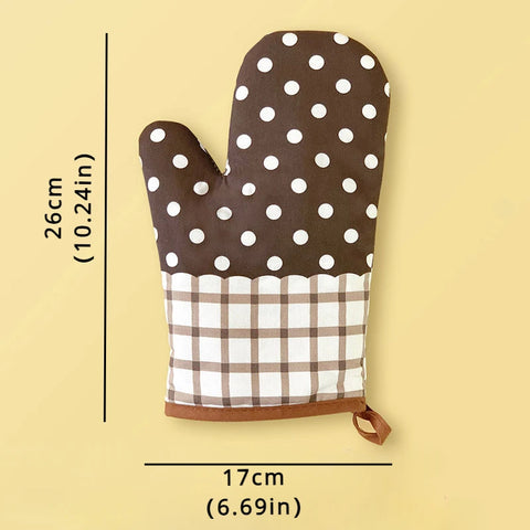 1PC New Pastoral Style Thickened Plaid Microwave Oven Insulation Gloves Microwave Oven Gloves Hot Gloves Kitchenware