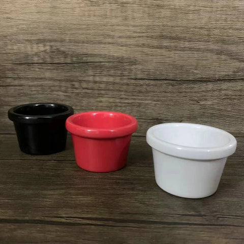 6 x 3.8cm Sauce Bowl Gravy Boats Round Glossy Melamine 6cm 50ml Black Mini Dipping Cup American Tableware For Cafe