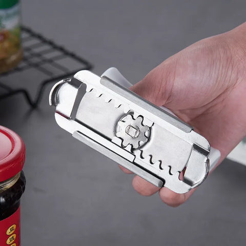 Stainless Steel Can Opener Labor-saving Unscrew Lid Multifunctional Opener Home Adjustable Rotating Bottle Opener Kitchen Tools