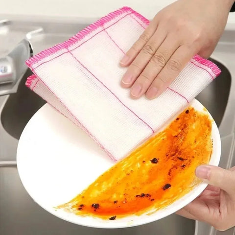 12/1pcs Cotton Dishcloth Super Absorbent Kitchen Towels Non-stick Oil Reusable Household Cleaning Scouring Pads Cloth Dish Rags