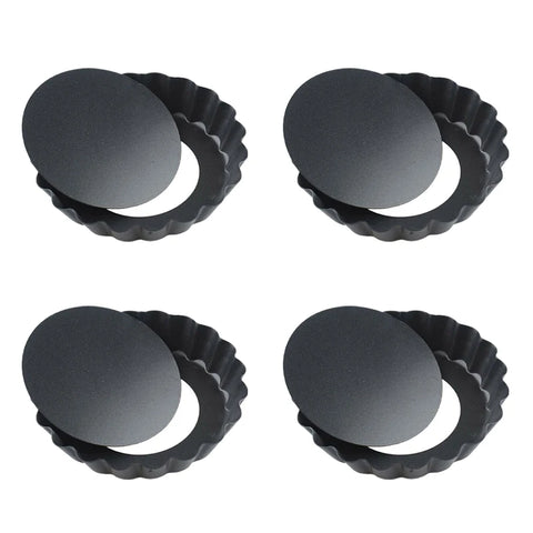 10cm Mini Pie Muffin Cupcake Pans Non-Stick Tart Quiche Flan Pan Molds Pie Pizza Cake Mold Removable Loose Bottom Round Bakeware