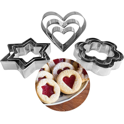 Cookie Cutters 4 Styles Flower Heart Circle Star Baking Mould Stainless Steel Baking Mold Biscuit Cookie Cutter Fruit Egg Mould