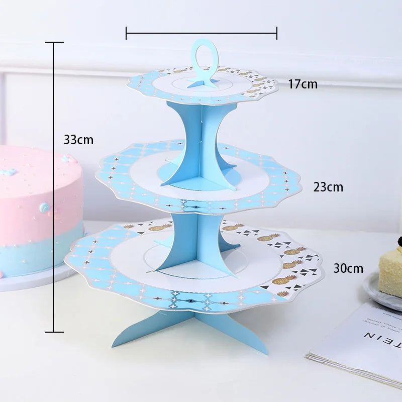 Three tier grid bronzing tray cake stand birthday cake placement festive party dessert placement rack donut rack