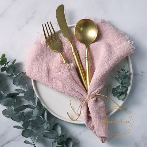 10pcs Napkins 41x41cm Cotton Cloth Gauze Retro Burr Rustic Towel Dining Place Mats Wedding Party Linen Fabric Table Decoration