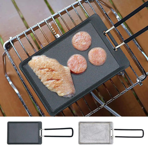 Camping Barbecue Grill Plate Picnic Square Griddle Pan Steak Frying Pan Non Stick Flat Griddle Pan Multipurpose BBQ Grilling Pan