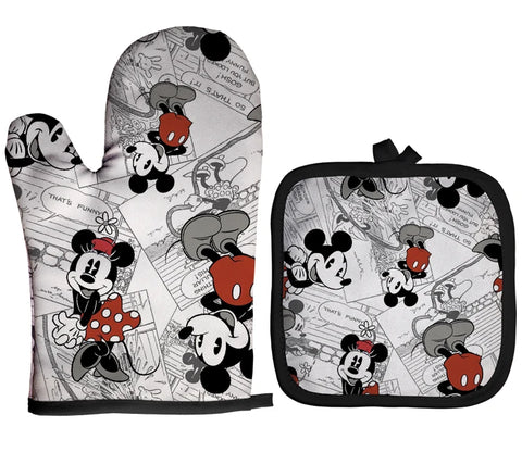 Mickey and Minnie Baking Gloves Cartoon Insulation Mat Pink Microwave Oven Mitt Anti-heat Cooking Potholders Kitchen Accessories