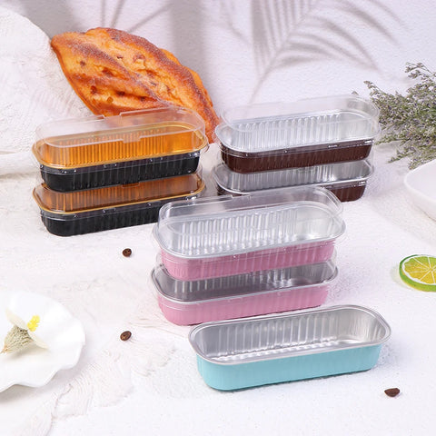 10Pcs Mini Loaf Pans With/Without Lids 6.8OZ Rectangle Aluminum Foil Baking Pans Reusable Mini Bread Containers Muffin Tins