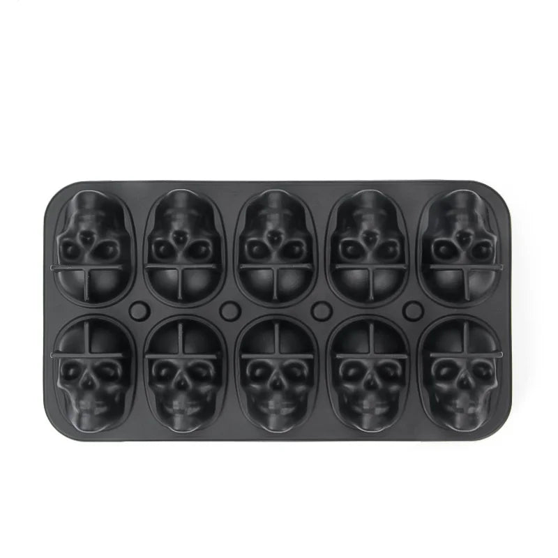 Skull Ice Ball Mold Silicone 3D Flexible Ice Cube Trays BPA Free Ice Trays For Freezer Horror Skull Head Cocktail Ice Ball Maker