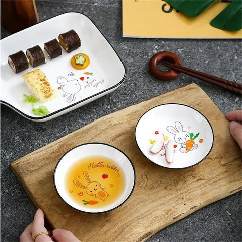 Kitchen Rabbit Small Sauce Bowl Cute Ceramic Seasoning Dish Creative Household Dipping Plate Creative Vinegar Soy Snack Dishes