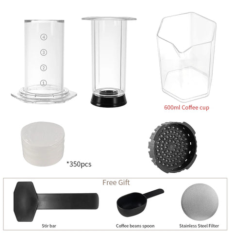 CAFEMASY Portable French Press Coffee Maker Transparent Espresso Coffee Pot Air Press Coffee Machine With filters For Aero Press