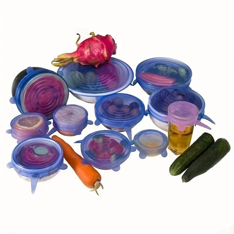 6pcs Reusable Silicone Stretch Lids For Food Bowls - Multifunctional Fruit And Vegetable Fresh-Keeping Cover