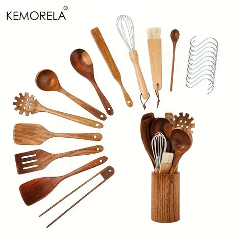 13PCS Kitchen Wooden Kitchenware Set Cooking Kitchen Utensils Environmentally Friendly Pan Suitable For Everyday Cooking