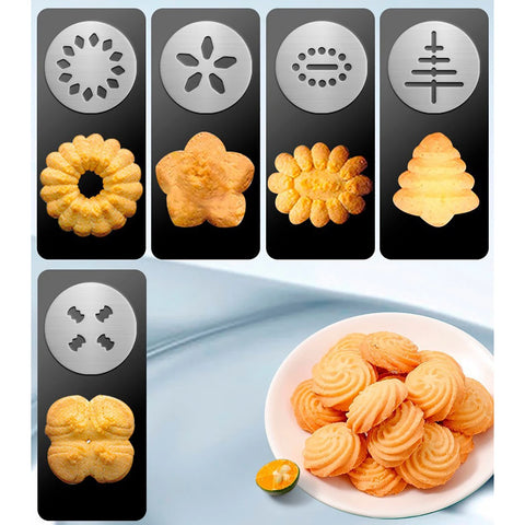 13 Cookie Shapes 8 Cream Shapes Stainless Steel Squeezing Shaping Tool Cake Nozzles Mold Sets Cookie Making Pastry Extruder