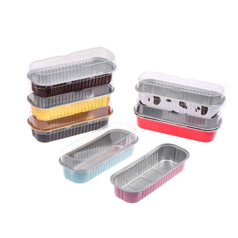 10Pcs Mini Loaf Pans With/Without Lids 6.8OZ Rectangle Aluminum Foil Baking Pans Reusable Mini Bread Containers Muffin Tins