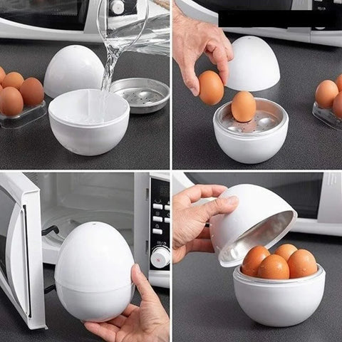 Microwave Egg Steamer Boiler Cooker 4 Eggs Capacity Easy Quick 5 Minutes Hard or Soft Boiled Kitchen Cooking Tools