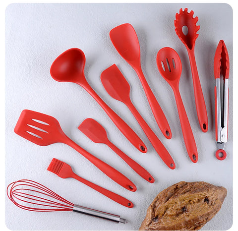 10 PCS Silicone Cookware Set Kitchen Cooking Tools Baking Tools Tableware Silicone Shovel Spoon Scraper Kitchen Accessories