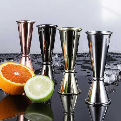 1PC Double Cocktail Jigger Dual Design with Measurements Scale Inside Stainless Steel Measuring Cup Bar Japanese Jigger