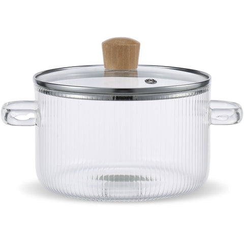 Glass Saucepan Clear Cooking Pot with Lid 1.6L Heat Resistant Glass Soup Pot Dual Handles Glass Saucepan Kitchen Cooking Tools