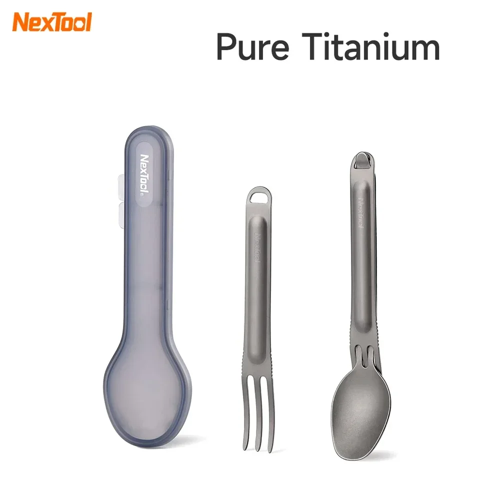 NexTool Titanium Spoon Spork Outdoor Portable Reusable Camping Tableware Case EDC Environmental Picnic Cookware Cutlery
