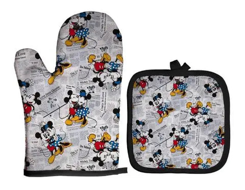 Mickey and Minnie Baking Gloves Cartoon Insulation Mat Pink Microwave Oven Mitt Anti-heat Cooking Potholders Kitchen Accessories