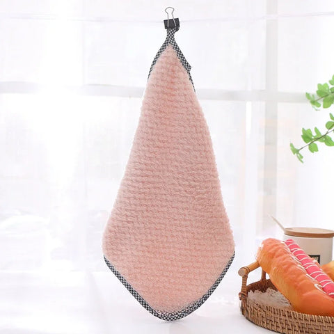 5pcs Small hand towel 25*25cm pineapple hanging kitchen cleaning towel handkerchief coral velvet  washing cleaning towel