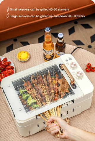 Electric Oven Smokeless Automatic Rotating Lamb Skewer Kebab BBQ Machine Barbecue Grill Roaster Hot Pot Stove Griddle Frying Pan