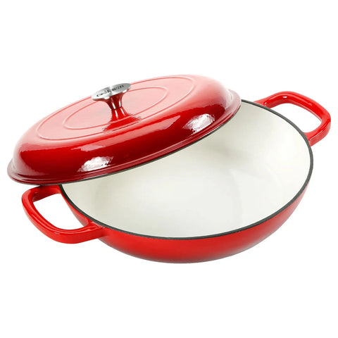 33cm Cast Iron Dutch Oven with Lid For Cooking Meat and Seafood  13 Inch Enameled Cast Iron Shallow Casserole Braiser Oven Safe