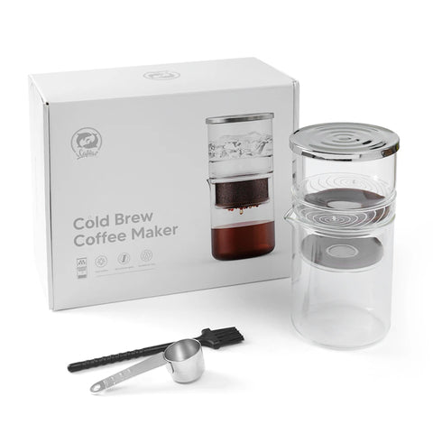 300ml Cold Brew Coffee Pot Set Drip Filter Ecocoffee Iced Tools Barista Hand-made Glass Coffee Maker Household Pour over Kettle