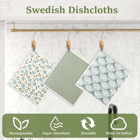 Swedish Dishcloths for Kitchen Absorbent Sponge and Quick-Drying Kitchen Dish Rags Reusable Soft Kitchen Towels Dish Cloths