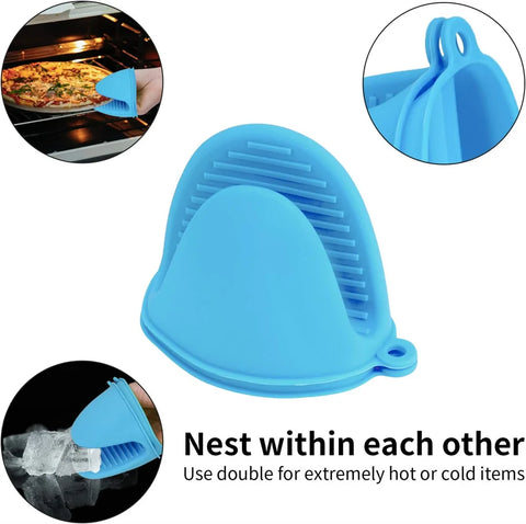 4pcs Oven Glove Thicken Silicone Pot Holder Mini Oven Mitts Heat Resistant Pinch Covers for Baking Kitchen Cooking BBQ  Grilling