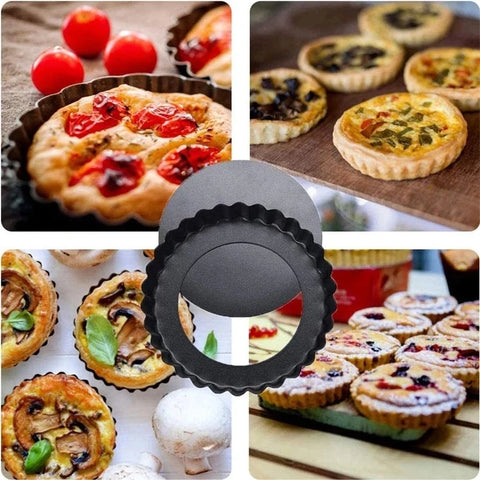 10cm Mini Pie Muffin Cupcake Pans Non-Stick Tart Quiche Flan Pan Molds Pie Pizza Cake Mold Removable Loose Bottom Round Bakeware