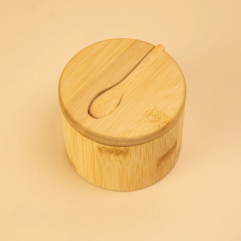 Natural Bamboo Salt & Pepper Condiment Set with Magnetic Lid Elegant Wooden Salt Pepper Jars Sugar Container Spice Storage Pot