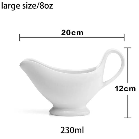 Ceramic Porcelain Gravy Boats Beefsteak Sauce Boat Container Plate Tableware with Lip Spout  for Sauce Salad Dressings Cream Jug