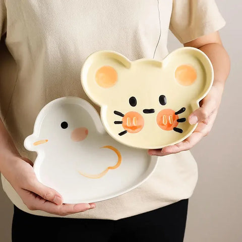 Microwave Friendly Porcelain Cartoon Dinner Plates Available In 4 Designs Microwave-Safe Dinnerware