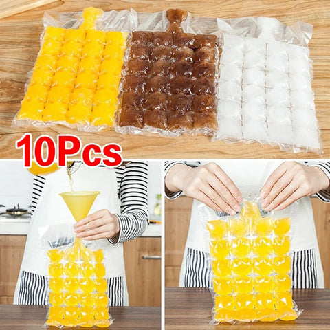 10pcs Disposable Ice Cube Tray Mold Supplementary Cocktail Makes Ice Bag Convenient Quickly Multi-function Juice Drink Food Tool