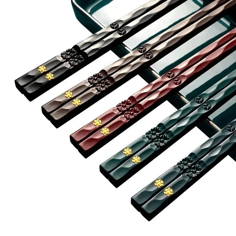 5 Pairs Chopsticks Sushi Non-slip Sticks Reusable Metal Korean Chopsticks Set Healthy Alloy Tableware set