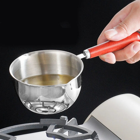 Milk Pot Stainless Steel Hot Oil Pan 150ML-500ML Hot Sauce Small Pot Cooking Butter Melting Pot Versatile Flat Bottomed Oil Pan