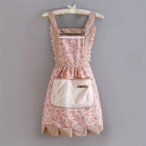 Cute Canvas Apron Breathable Floral Apron Waterproof and Oil-resistant Breathable Workwear Apron Women Men Cooking Floral Apron