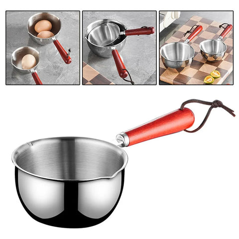 Milk Pot Stainless Steel Hot Oil Pan 150ML-500ML Hot Sauce Small Pot Cooking Butter Melting Pot Versatile Flat Bottomed Oil Pan