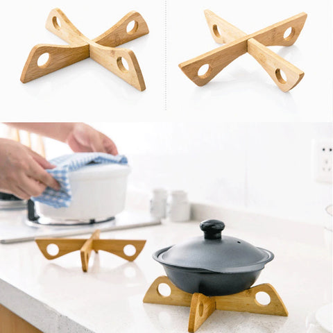 1 PC Bamboo Cross Pot Stand Trivet Pan Rack Heat Insulation Anti-Heat Wooden Cup Dish Holder Kitchen Gadget