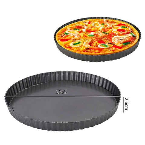 20-30cm Non-Stick Tart Quiche Flan Pan Molds Round Removable Loose Bottom Fluted Heavy Duty Pie Pizza Cake Baking Pan Bakeware