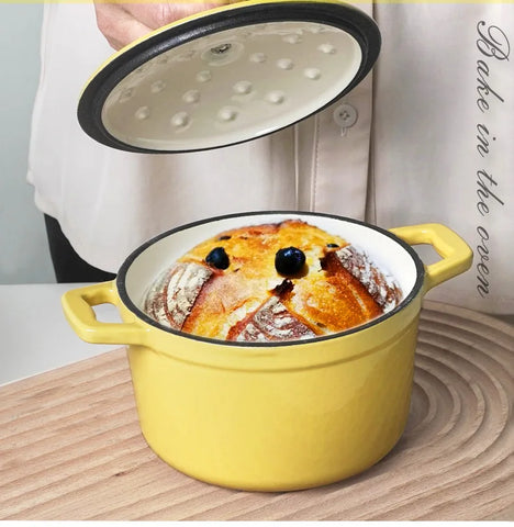 Enameled Mini Cast Iron Dutch Oven 1.5 Quart for Cooking Bake Bread Cast Iron Pot Casserole Dish Heavy Milk Pot Kitchen Stew Pot