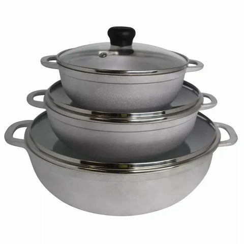 IMUSA 3pc Traditional Caldero Set with Glass LidAluminium Cookware